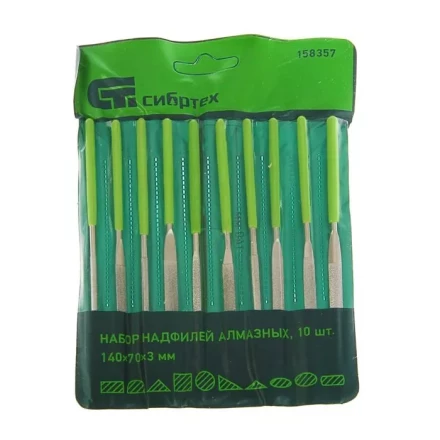 Набор надфилей алмазных 140х70х3 10 штук СИБРТЕХ 158357 купить в Ижевске