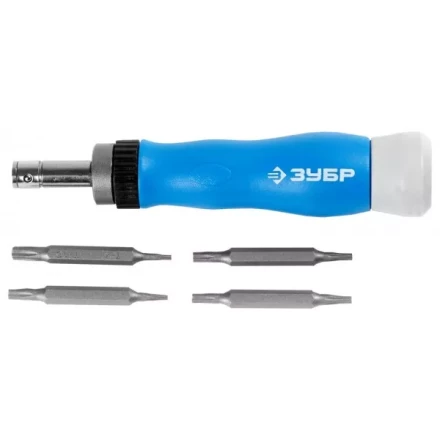Набор ЗУБР Отвертка &quot;ЭКСПЕРТ&quot; для точных работ, реверсивная рукоятка, CR-V, сменные двусторонние биты TORX, 5предметов 25625-H5 купить в Ижевске