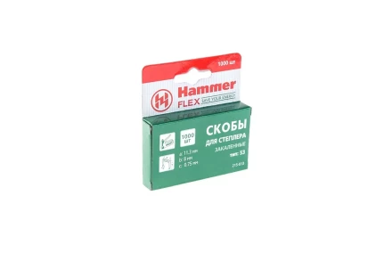Скобы для степлера HAMMER 215-013 8мм, тип 53, 1000 шт. купить в Ижевске