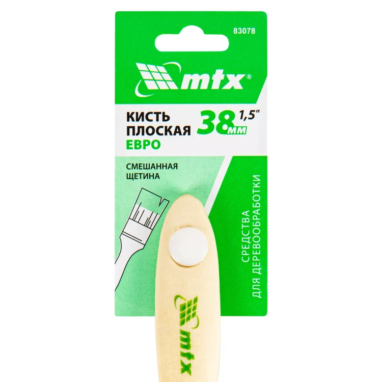Кисть плоская "Евро" 1.5", смешанная щетина, деревянная ручка MTX 83078 купить в Ижевске