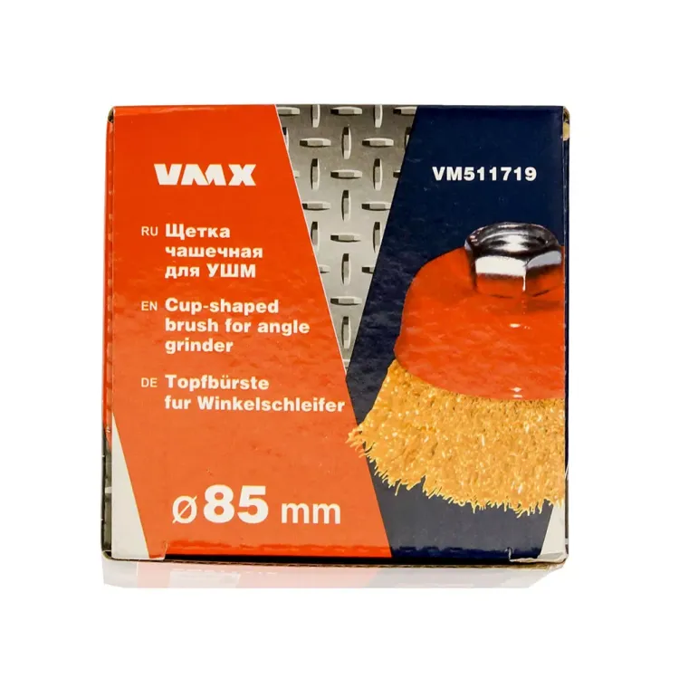 Щетка для УШМ М14/85 мм чашечная сталь прямая VMX 511719 купить в Ижевске