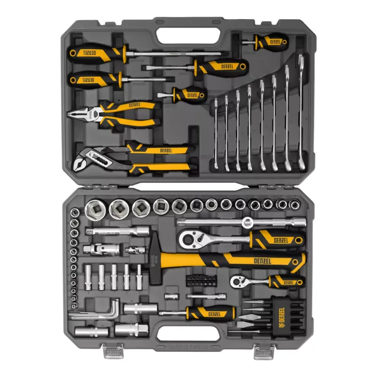 Набор инструментов Denzel 15802, 1/2", 1/4", CrV, S2, пластиковый кейс, 84 предмета купить в Ижевске