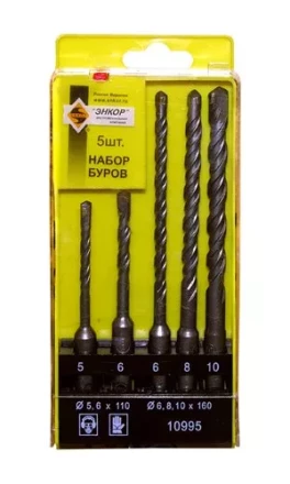 Набор буров SDS+ 5;6х110 мм 6;8;10х160 мм 5 штук пластиковый футляр Энкор 10995 купить в Ижевске