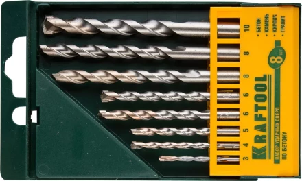 Набор KRAFTOOL Сверла &quot;INDUSTRIE QUALITAT&quot; по бетону ударные, самоцентр. наконечник, цилиндр. хвостовик, в боксе, 8шт 29165-H8 купить в Ижевске