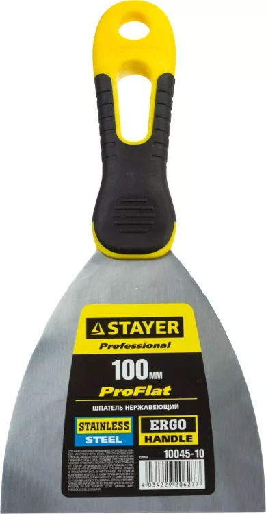 Шпатель STAYER "PROFESSIONAL" нержавеющее профилированное полотно, 2к ручка, 100 мм 10045-10 купить в Ижевске