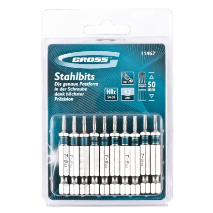 Набор бит TORX 8х50 сталь S2 10 шт GROSS 11467 купить в Ижевске