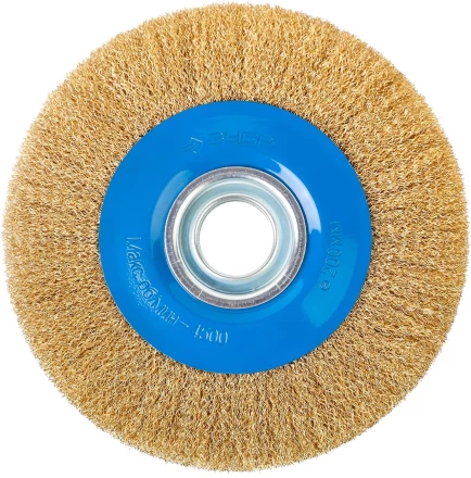 ЗУБР &quot;ПРОФЕССИОНАЛ&quot;. Щетка дисковая для точильно-шлифовального станка, витая стальная латунирован проволока 0,3мм, 200х32мм 35186-200_z01 купить в Ижевске