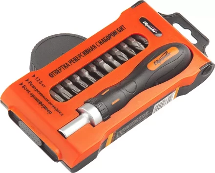 Отвертка реверсивная с набором бит, CrV, 12шт SPARTA 11347 купить в Ижевске