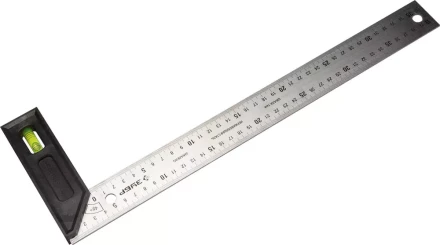 Угольник &quot;ЭКСПЕРТ&quot; разметочный, усиленный, встроенный уровень, гравирован шкала, нерж полотно 37мм, толщина 2мм, 400мм 34397-40 купить в Ижевске