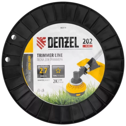 Леска для триммера двухкомпонентная звезда, 2,7мм х 202м, на DIN катушке EXTRA CORD// Denzel 96814 купить в Ижевске