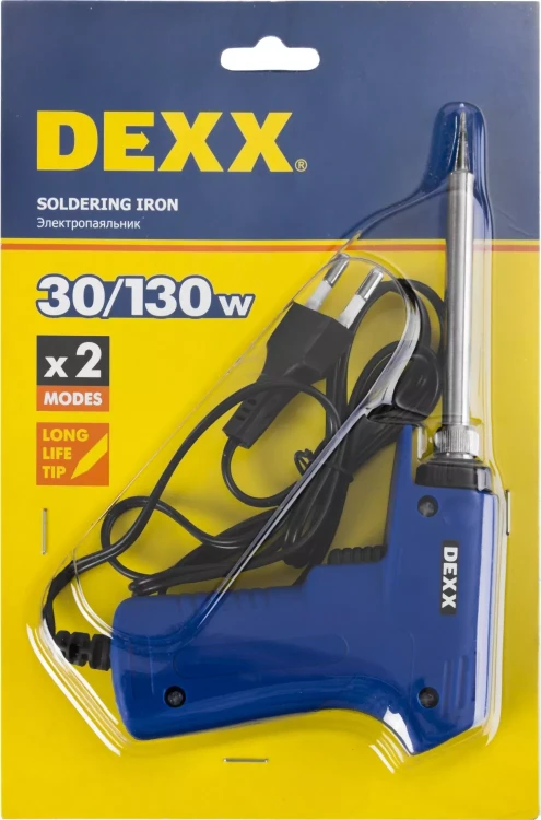 Паяльник DEXX, 2 уровня мощности 30-130Вт, пистолетная рукоятка 55317-130 купить в Ижевске
