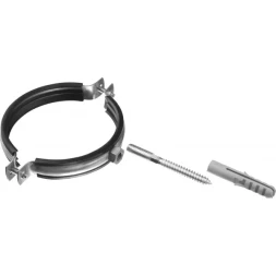 ЗУБР "МАСТЕР". Хомут трубный с гайкой, оцинкованный, в комплекте с сантехнической шпилькой и дюбелем, 3 1/2", 1шт 37866-98-106