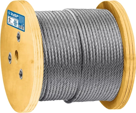 ЗУБР DIN 3066, свивка 6 х 37 + IWR, 12 мм, L 50 м, грузоподъемный стальной трос, Профессионал (30417-12) купить в Ижевске