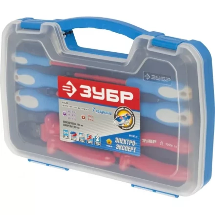 Набор ЗУБР &quot;ПРОФЕССИОНАЛ&quot;: Губцевый инструмент, диэлектрический, высоковольтный до ~1000В, 7предм 2214-H7_z01 купить в Ижевске