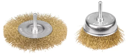 STAYER &quot;PROFESSIONAL&quot;. Набор щеток-крацовок для дрели, витая стальная латунированная проволока 0,3мм, дисковая 100мм, чашечная 75мм, 2шт 35150-H2_z01 купить в Ижевске