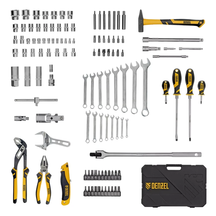 Набор инструментов Denzel 15804, 1/2", 1/4", CrV, S2, пластиковый кейс, 122 предмета купить в Ижевске