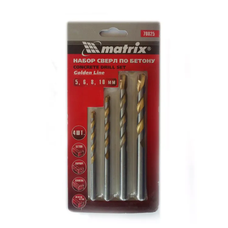 Набор сверл по бетону Golden Line 5-6-8-10мм MATRIX 70825 купить в Ижевске