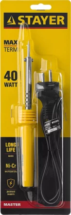 Паяльник STAYER &quot;MASTER&quot; с пластмассовой рукояткой и долговечным жалом, 40 Вт, конус 55305-40 купить в Ижевске