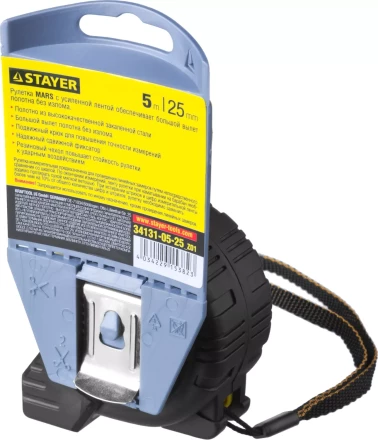 Рулетка STAYER "PROFI" "MARS", обрезиненный корпус, утолщенное полотно, 5мх25мм 34131-05-25_z01 купить в Ижевске