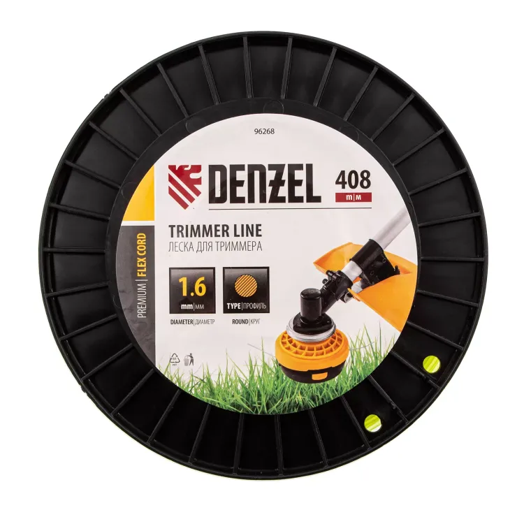 Леска для триммера круглая, 1,6мм х 408м, на DIN катушке FLEX CORD, Denzel 96268 купить в Ижевске