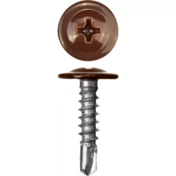 Саморезы ЗУБР с прессшайбой и сверлом по листовому металлу до 2мм, окрашенные в RAL-8017, PH2, 4,2х16мм, 500шт 300211-42-016-8017