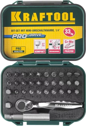 PRO. Наборы в боксе: БИТЫ KRAFTOOL PRO-Drive 26157-H33 купить в Ижевске