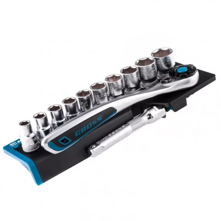 Набор торцевых головок трещотка 120 зубьев 12 предметов 1/2&quot; CrV Gross 14138 купить в Ижевске