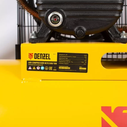 Компрессор воздушный рем. привод BCV2300/100, 2,3 кВт, 100 литров, 440 л/мин Denzel 58111 купить в Ижевске