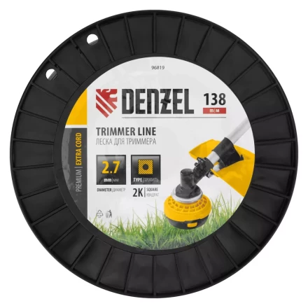 Леска для триммера двухкомпонентная квадрат, 2,7мм х 138м, на DIN катушке EXTRA CORD// Denzel 96819 купить в Ижевске