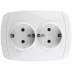 Розетка СВЕТОЗАР &quot;CITY LIGHT&quot; двойная в сборе, с заземлением, цвет белый, 16А/~250В SV-54207-W купить в Ижевске