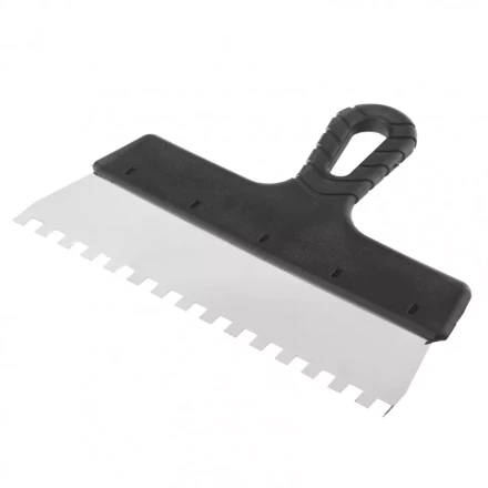 Шпатель из нержавеющей стали 250 мм зуб 8 х 8 мм пластмассовая ручка Россия 85143 купить в Ижевске