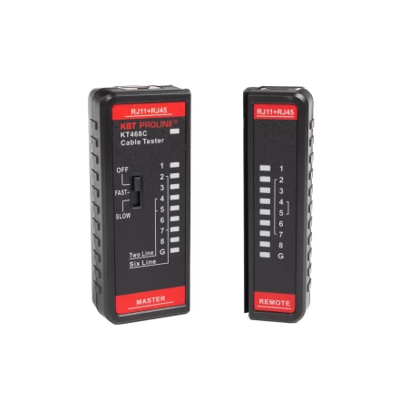 LAN-тестер кабельный КВТ KT 468C для проверки витой пары и телефонного кабеля (88552) купить в Ижевске
