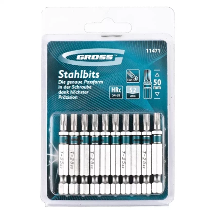 Набор бит TORX 25х50 сталь S2 10 шт GROSS 11471 купить в Ижевске
