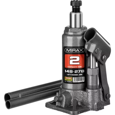 Домкрат гидравлический бутылочный, 2т, 148-278 мм, MIRAX 43260-2 43260-2 купить в Ижевске
