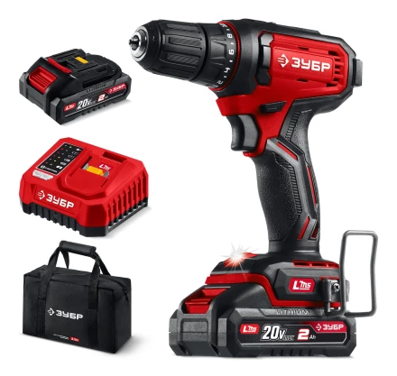 ЗУБР 20 В, 40 Нм, 2 АКБ LMS (2 Ач), дрель-шуруповерт, сумка (ДШ-40-22) купить в Ижевске