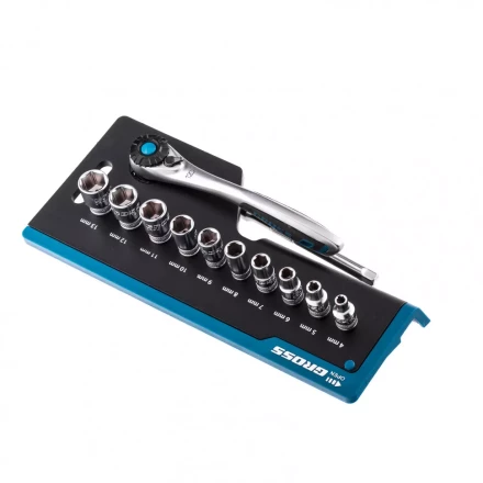 Набор торцевых головок трещотка 120 зубьев 12 предметов 1/4&quot; CrV Gross 14141 купить в Ижевске