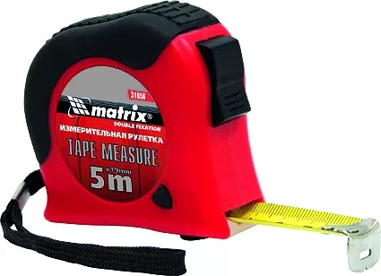 Рулетка Double  fixation 10 м х 25 мм обрезиненный  корпус двойная плавная фиксация  MATRIX 31061 купить в Ижевске