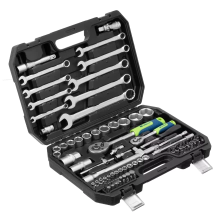 Набор инструментов Сибртех 13391, 1/2&quot;, 1/4&quot;, пластиковый кейс, 82 предмета купить в Ижевске