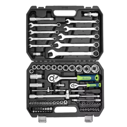 Набор инструментов Сибртех 13391, 1/2&quot;, 1/4&quot;, пластиковый кейс, 82 предмета купить в Ижевске