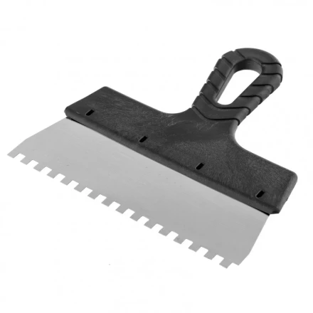 Шпатель из нержавеющей стали 200 мм зуб 6 х 6 мм пластмассовая ручка Россия 85158 купить в Ижевске