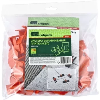 Система выравнивания плитки СВП - зажим 100 штук (пакет ПЭНД) СИБРТЕХ 88055 купить в Ижевске
