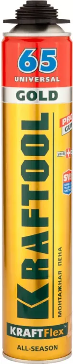Пена "GOLD 65" профессиональная, монтажная, пистолетная, всесезонная, 850мл, KRAFTOOL 41194 купить в Ижевске