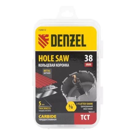 Коронка по металлу твердосплавная, 38 мм Denzel 724012 купить в Ижевске