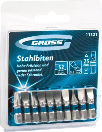 Набор бит РZ1х25, сталь S2, 10шт GROSS 11339 купить в Ижевске
