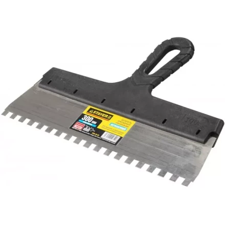 Шпатель STAYER &quot;PROFESSIONAL&quot; нержавеющий зубчатый с пластмассовой ручкой, 300мм, зуб 8х8мм 1009-30-08 купить в Ижевске