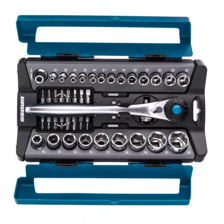 Набор торцевых головок трещотка 120 зубьев 41 предмет 1/2&quot; 1/4&quot; CrV Gross 14143 купить в Ижевске