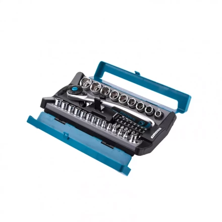 Набор торцевых головок трещотка 120 зубьев 41 предмет 1/2&quot; 1/4&quot; CrV Gross 14143 купить в Ижевске