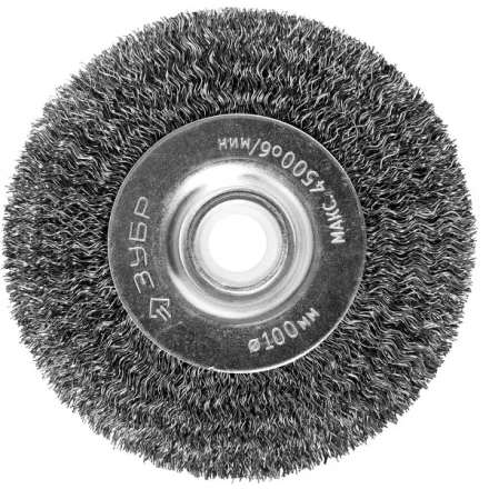 ЗУБР &quot;ПРОФЕССИОНАЛ&quot;. Щетка дисковая для точильно-шлифовального станка, витая стальная проволока 0,3мм, 100х12,7мм 35185-100_z02 купить в Ижевске