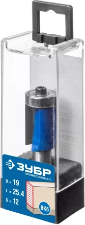 ЗУБР 19 x 25.4 мм, хвостовик 12 мм, фреза кромочная с нижним подшипником, Профессионал (28727-19-25.4-12) купить в Ижевске