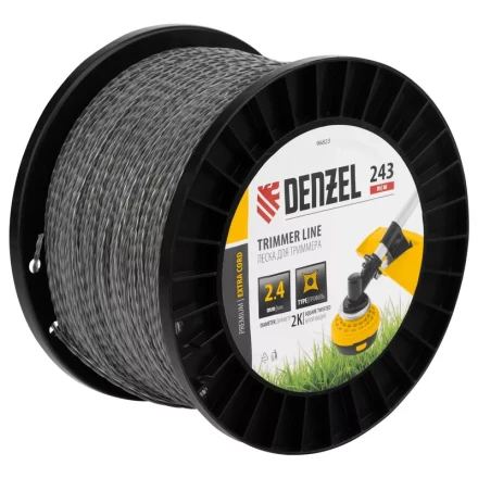 Леска для триммера двухкомпонентная витой квадрат, 2,4мм х 243м, на DIN катушке EXTRA CORD// Denzel 96823 купить в Ижевске